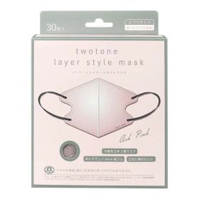 【1点限り！令和お試し価格】富士 ツートーンレイヤースタイルマスク 30枚入 アッシュピンク ふつうサイズ