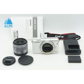 美品 Canon キヤノン EOS M100 ボディ + EF-M 15-45mm IS STM レンズキット ミラーレス一眼カメラ ホワイト 260205ag【アルプスカメラ】