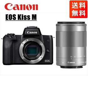 キヤノン Canon EOS Kiss M ブラックボディ EF-M 55-200mm シルバー 望遠 レンズセット ミラーレス一眼 カメラ 中古