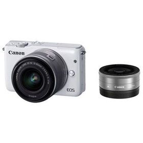 中古 １年保証 美品 Canon EOS M10 15-45mm 22mm ダブルレンズキット ホワイト