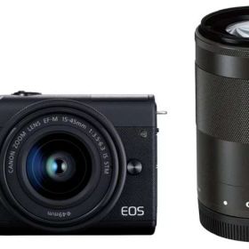 【中古】Canon ミラーレス一眼カメラ EOS M200 ダブルズームキット ブラック EOSM200BK-WZK