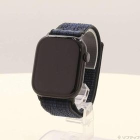 〔中古〕Apple(アップル) Apple Watch Series 10 GPS + Cellular 46mm ジェットブラックアルミニウムケース ブラック／ブルーNikeスポーツループ〔297-ud〕