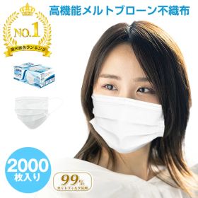 ＼楽天総合ランキング1位／ 花粉対策 マスク プリーツ 不織布 大容量 50枚 40箱 2000枚 不織布マスク 使い捨てマスク 平ゴム 耳痛くならない ふんわり やさしい 立体マスク 高性能フィルター 大量購入可能 大人用 大きめ 小さめ 防塵 飛沫感染対策 白色 ny261-2000