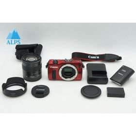 美品 Canon EOS M ボディ+ EF-M 18-55mm IS STM レンズキット ミラーレス レッド SPEEDLITE 90EX ストロボ付 260211t【アルプスカメラ】