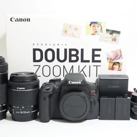 C011653)Canon EOS KISS X8I デジタル一眼レフ ダブルレンズキット 24㎜ 単焦点レンズ バッテリー2本付き