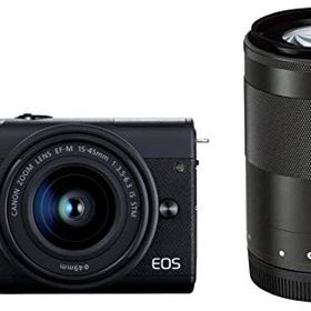 【中古】「ほぼ新品」Canon ミラーレス一眼カメラ EOS M200 ダブルズームキット ブラック EOSM200BK-WZK