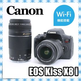 極美品❁超望遠Wレンズセット Canon EOS Kiss X8i キャノン タッチパネル操作 バッグ付き 一眼レフ セット Wi-Fi機能搭載機種 USM IS 手ぶれ補正レンズ 超望遠レンズ フルセット ショット数の少ない おまけ付き H346