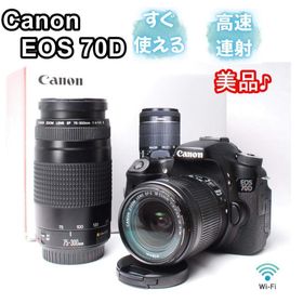 キヤノン(Canon)の【美品】Canon EOS 70D Wレンズセット Wi-Fi付き 名機(デジタル一眼)