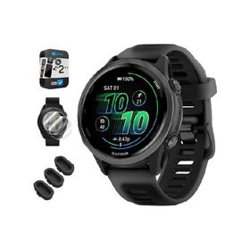 Garmin 010-02970-00 Forerunner 570-42mm GPS Smartwatch Aluminum and Black Band Bundle with Deco Essentials Silicone Dust Cover 3 Pack, Screen Protecto