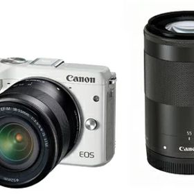 【中古】 Canon ミラーレス一眼カメラ EOS M3 ダブルズームキット(ホワイト) EF-M18-55mm F3.5-5.6 IS STM EF-M55-200mm F4.5-6.3 IS STM 付属 EOSM3WH-WZK