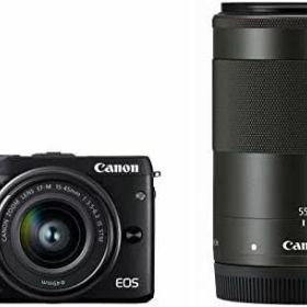 【中古】 Canon ミラーレス一眼カメラ EOS M3 ダブルズームキット(ブラック) EF-M15-45mm F3.5-6.3 IS STM EF-M55-200mm F4.5-6.3 IS STM 付属 EOSM3BK-WZK2 当店保証30日間