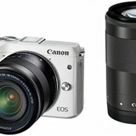 【中古】 Canon ミラーレス一眼カメラ EOS M3 ダブルズームキット(ホワイト) EF-M18-55mm F3.5-5.6 IS STM EF-M55-200mm F4.5-6.3 IS STM 付属 EOSM3WH-WZK 当店保証30日間