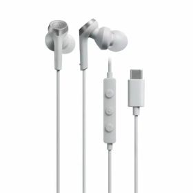 オーディオテクニカ ATH-CKS330C WH イヤホン 有線 1.2m マイク付き USB Type-C 重低音 カナル型 PC Windows Mac Android ホワイト