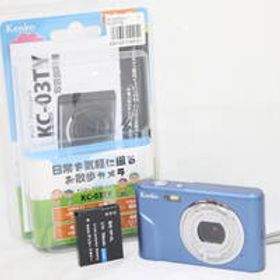 【美品 返品保証】 【元箱付き】ケンコー Kenko KC-03TY ブルー 4x バッテリー付き コンパクトデジタルカメラ v8767