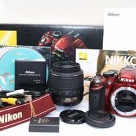 ■シャッター回数1,010枚/AA+/付属充実/元箱付■ニコン Nikon D3200 レッド AF-S 18-55mm F3.5-5.6 VR D3200LKRD レンズキット 赤色#Z5973