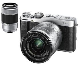 中古 １年保証 美品 FUJIFILM X-A1 16-50mm / 50-230mm ダブルズームレンズキット シルバー