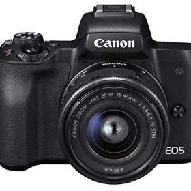 【中古】「非常に良い（無料延長保証）」Canon ミラーレス一眼カメラ EOS Kiss M 標準ズームキット ブラック EOSKISSMBK-1545ISSTMLK