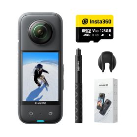 Insta360 X3プレミアムキット 128GB| 360度カメラ アクションカメラ 1/2インチ48MPセンサー IPX8防水 5.7K360度動画 72MP360度写真 手ブレ補正 アクティブHDR 4K一人称視点 60fps自撮り 水平維持 AI編集 音声制御