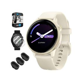 Garmin 010-02985-01 VIVOACTIVE 6 Health ＆ Fitness GPS Smartwatch, Bone with Silicone Band Bundle with 2 YR CPS Enhanced Protection Pack, Deco Essenti