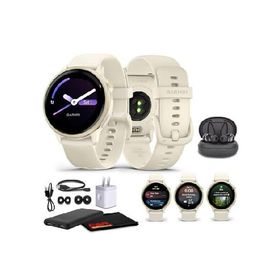 Garmin Vivoactive 6 Smartwatch Lunar Gold with Bone Silicone Band Best Fitness GPS Smart-Watch with AMOLED Display, 11-Day Battery, Advanced Activity