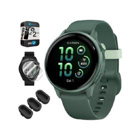 Garmin 010-02985-02 VIVOACTIVE 6 Health ＆ Fitness GPS Smartwatch, Jasper Green with Silicone Band Bundle with 2 YR CPS Enhanced Protection Pack, Sili