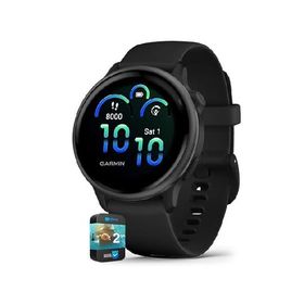 Garmin 010-02985-00 VIVOACTIVE 6 Health and Fitness GPS Smartwatch Black with Silicone Band Bundle with 2 YR CPS Enhanced Protection Pack