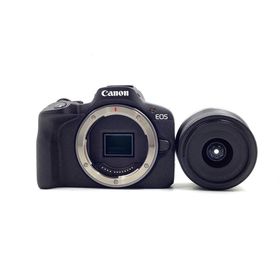 キヤノン(Canon)の【全額返金保証】【最速発送】Canon デジタル一眼 EOS R50 RF-S18-45 IS STM レンズキット ブラック 超美品 動作確認済(ミラーレス一眼)