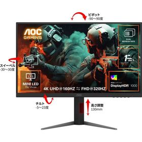 AOC ゲーミングディスプレイ 27型/3840×2160/ブラック U27G4XM/11