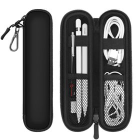 Fintie Apple Pencil ケース バッグ 収納ケース 柔らかいネオプレン製 紛失防止ポケット ゴムバンド固定 Apple Pencil (USB-C) / Apple Pencil 第1/2 世代 Pencil 用 収納 保護ケース(1ブラック)