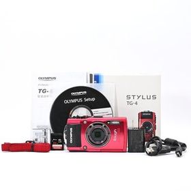 ＜良品＞ OLYMPUS STYLUS TG-4 Tough レッド｜防水・耐衝撃｜動作良好｜ネジ穴部サビあり｜付属品完備