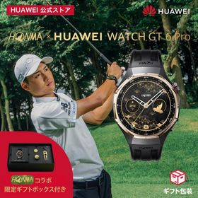 スマートウォッチ HONMA xHUAWEI WATCH GT 6 Pro 46mm ブラック 21日間のバッテリー ゴルフコースの高低差補正 1ショット前の距離表示 クラブ表示 スポーツGPS