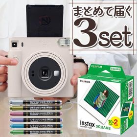 チェキ （フィルム20枚＆ペン） カメラ チェキカメラ 富士フイルム instax SQUARE スクエア SQ1(SQ-1) チョークホワイト 四角 (富士フィルム フジフイルム)