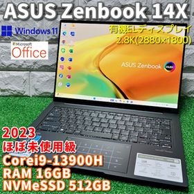 2023《ほぼ未使用級》第13世代Corei9搭載！【 ASUS Zenbook 14X OLED 】Corei9-13900H！NVMeSSD512GB！RAM16GB！2.8K OLED！最新Office2024