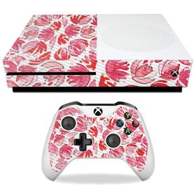 MightySkins Carbon Fiber Skin for Microsoft Xbox One S - Red Petals | Protective, Durable Textured Carbon Fiber Finish | Easy to Apply, Remove, and Ch