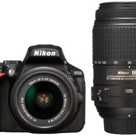 【中古】 Nikon デジタル一眼レフカメラ D5500 ダブルズームキット ブラック 2416万画素 3.2型液晶 タッチパネルD5500WZBK 当店保証30日間 人気 ミラーレス 一眼レフ 交換レンズ カメラ
