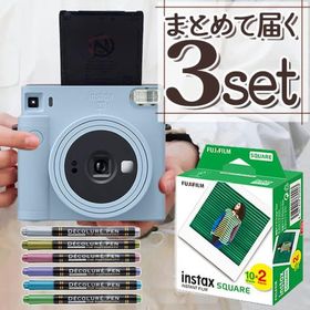 チェキ （フィルム20枚＆ペン） カメラ チェキカメラ 富士フイルム instax SQUARE スクエア SQ1(SQ-1) グレイシャーブルー 四角 (富士フィルム フジフイルム)