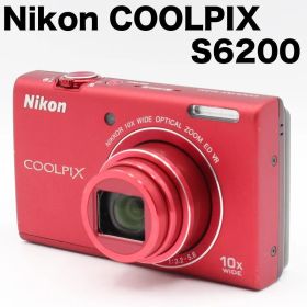 ☆★美品★ニコン Nikon クールピクス COOLPIX S6200 コンパクトデジタルカメラ レッド バッテリー 動作確認済★ ♯310