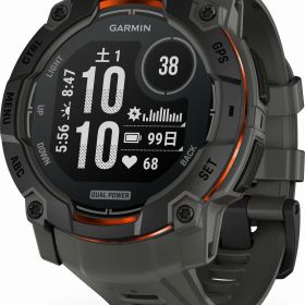 ガーミン Instinct 3 Dual Power 50mm Black / Charcoal【Suica対応】スマートウォッチ 010-02935-30 [0100293530]【返品種別A】