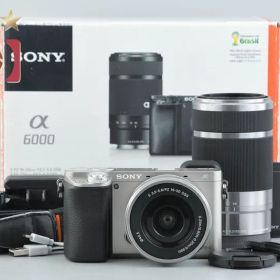 【中古】SONY ソニー α6000 ILCE-6000 ダブルズームレンズキット シルバー 元箱付き 多言語対応