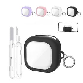 サムスン ギャラクシー バッズ4 /バッド4プロ クリアケース タンド機能付き CASE Galaxy Buds4 Pro カバー カラビナ付き クリーナーペン付き