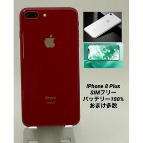025 iPhone8 Plus 64Gレッド/シムフリー/大容量新品バッテリー(スマートフォン本体)