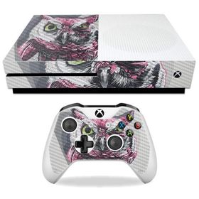 MightySkins Carbon Fiber Skin for Microsoft Xbox One S - Owl Wink | Protective, Durable Textured Carbon Fiber Finish | Easy to Apply, Remove, and Chan