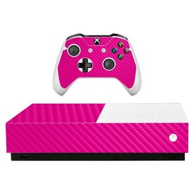 MightySkins Carbon Fiber Skin for Microsoft Xbox One S All-Digital Edition - Solid Hot Pink | ProtectiveTextured Carbon Fiber Finish | Easy to Apply,