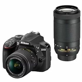 【中古】Nikon デジタル一眼レフカメラ D3400 ダブルズームキット ブラック D3400WZBK