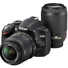 【中古】Nikon デジタル一眼レフカメラ D3200 200mmダブルズームキット 18-55mm/55-200mm ブラック D3200WZ200BK