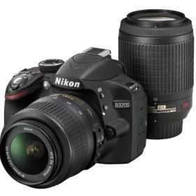 【中古】Nikon デジタル一眼レフカメラ D3200 200mmダブルズームキット 18-55mm/55-200mm付属 ブラック D3200WZ200BK