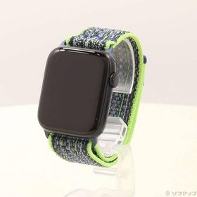 〔中古〕Apple(アップル) Apple Watch SE 第2世代 GPS 44mm ミッドナイトアルミニウムケース ブライトグリーン／ブルーNikeスポーツループ〔344-ud〕