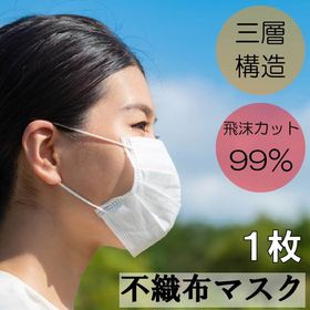 マスク 不織布 使い捨て 1枚 大人用 三層構造 個別包装 国内在庫 プリーツ 家庭用 非医療用 花粉対策 飛沫防止 予防抗菌 ウイルス対策 ウイルス