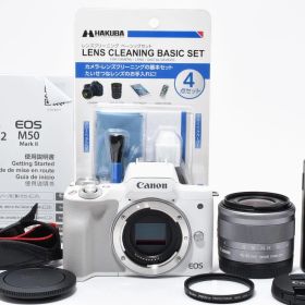 ★極上美品★ Canon EOS Kiss M2 ホワイト EF-M 15-45mm IS STM レンズキット Wi-Fi Bluetooth 付属品多数 ミラーレス一眼 #0459A
