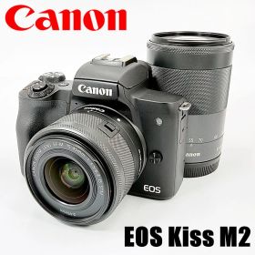 キヤノン CANON EOS Kiss M2 ダブルズームキット ブラック ミラーレス カメラ 中古